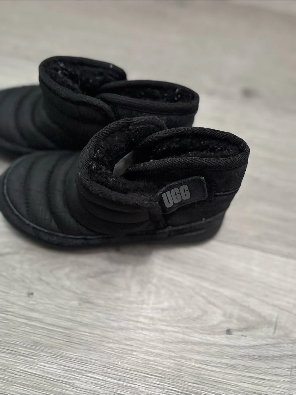 UGG Kids Black Quilted Slip-On Booties